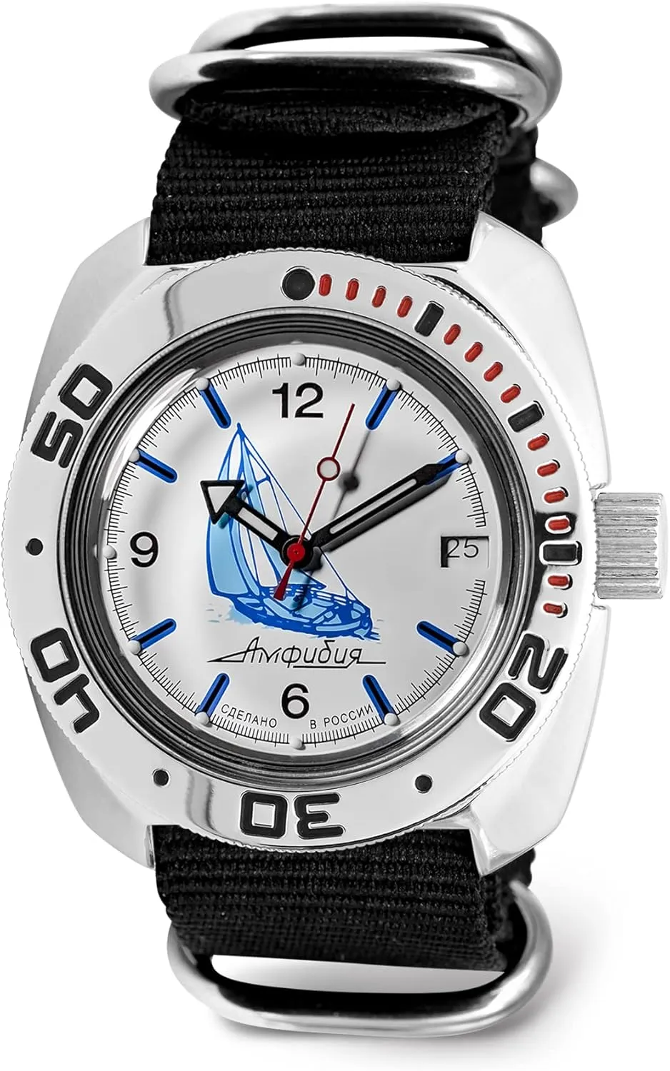 Vostok | Sea Captain Amphibian Automatic Self-Winding Russian Diver Wrist Watch | WR 200 m | Amphibia 710615 | Fashion | Business | Casual Men's Watches