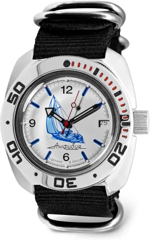 Vostok | Sea Captain Amphibian Automatic Self-Winding Russian Diver Wrist Watch | WR 200 m | Amphibia 710615 | Fashion | Business | Casual Men's Watches