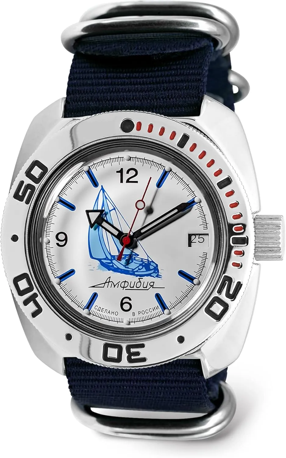 Vostok | Sea Captain Amphibian Automatic Self-Winding Russian Diver Wrist Watch | WR 200 m | Amphibia 710615 | Fashion | Business | Casual Men's Watches