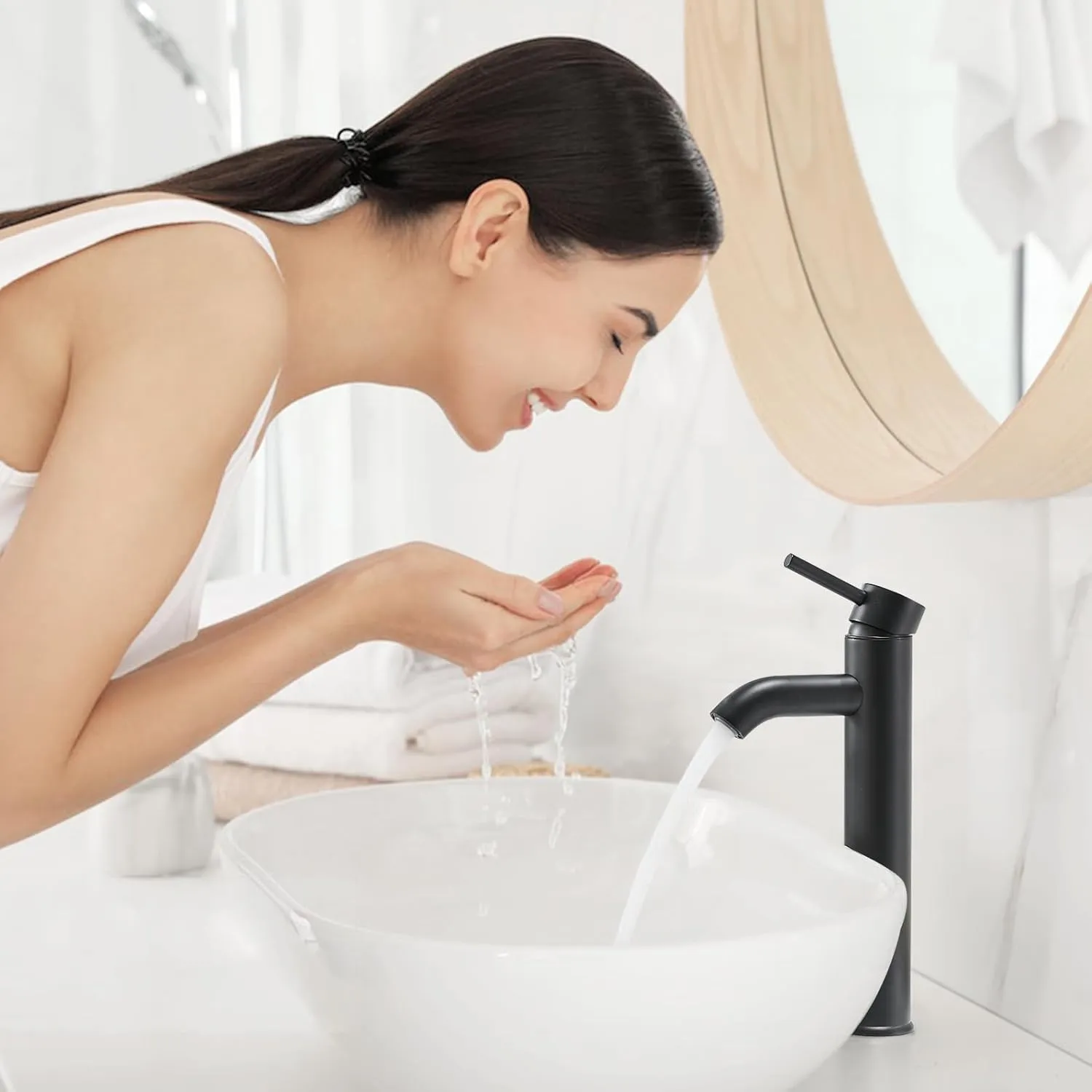 VOTON Vessel Sink Faucet Chrome Modern Tall Bathroom Faucets Single Handle One Hole Rv Vanity Lavatory Bathroom Sink Faucet
