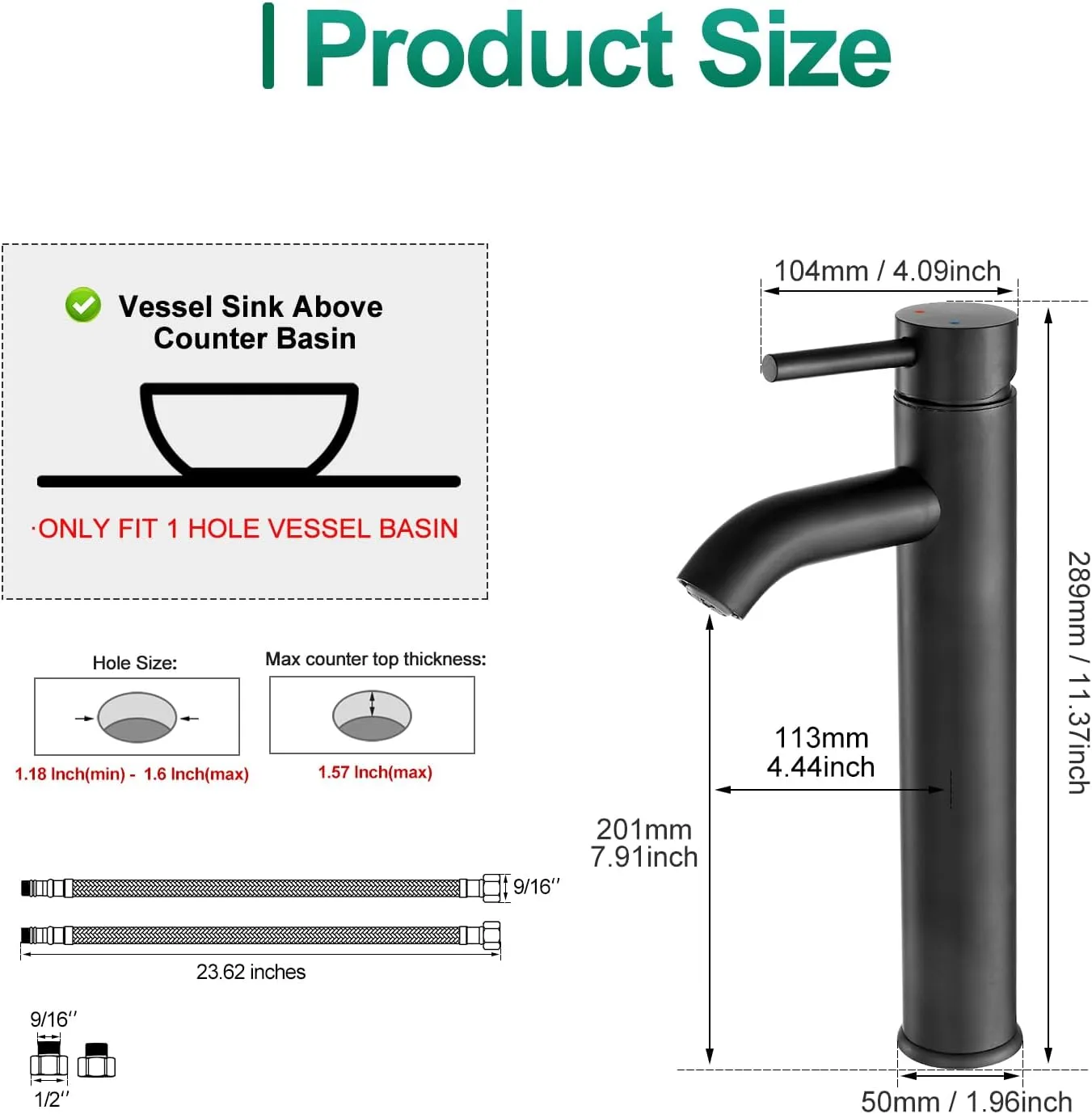 VOTON Vessel Sink Faucet Chrome Modern Tall Bathroom Faucets Single Handle One Hole Rv Vanity Lavatory Bathroom Sink Faucet