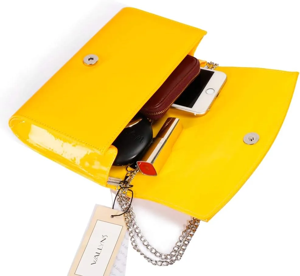 WALLYN'S Women Patent Leather Wallets Fashion Clutch Purses, Evening Bag Handbag Solid Color