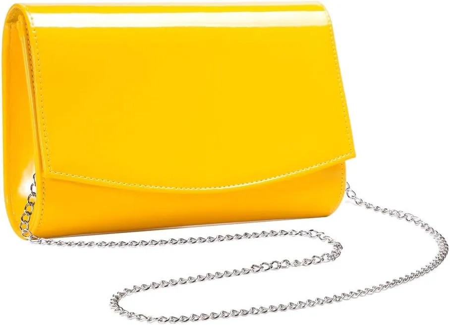 WALLYN'S Women Patent Leather Wallets Fashion Clutch Purses, Evening Bag Handbag Solid Color