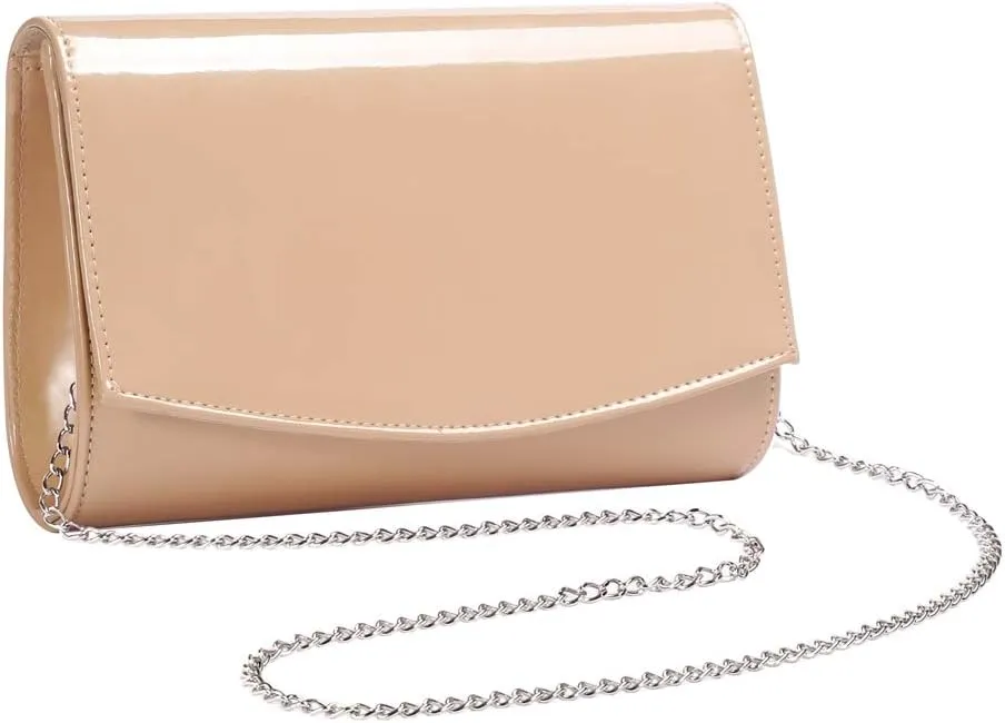 WALLYN'S Women Patent Leather Wallets Fashion Clutch Purses, Evening Bag Handbag Solid Color