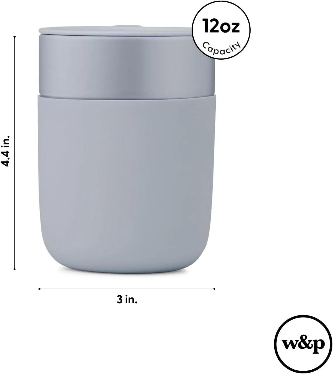 W&P Porter Ceramic Mug w/Protective Silicone Sleeve, Lavender 12 Ounces | On-the-Go | Reusable Cup for Coffee or Tea | Portable | Dishwasher Safe