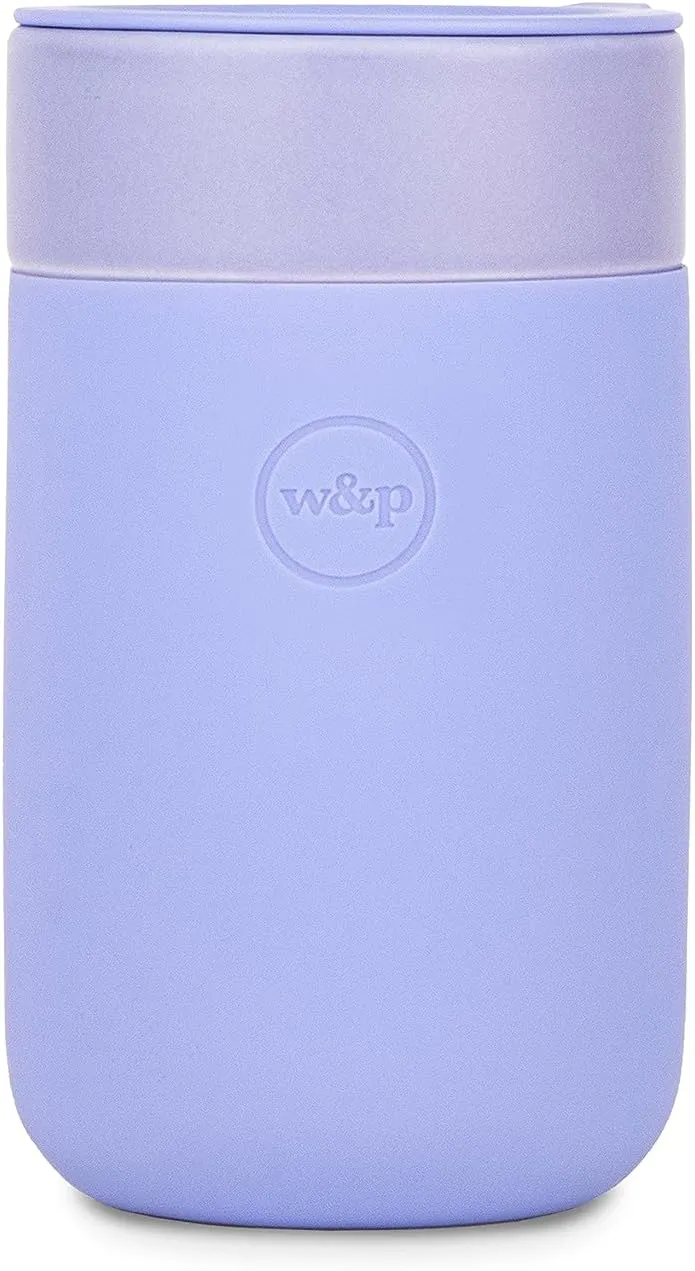 W&P Porter Ceramic Mug w/Protective Silicone Sleeve, Lavender 16 Ounces | On-the-Go | Reusable Cup for Coffee or Tea | Portable | Dishwasher Safe