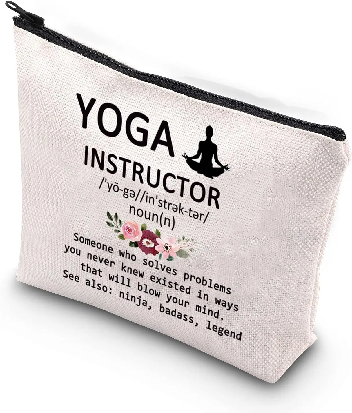 WCGXKO Yoga Instructor Gift Funny Yoga Teacher Definition Zipper Pouch Makeup Bag (Yoga InstructorD)