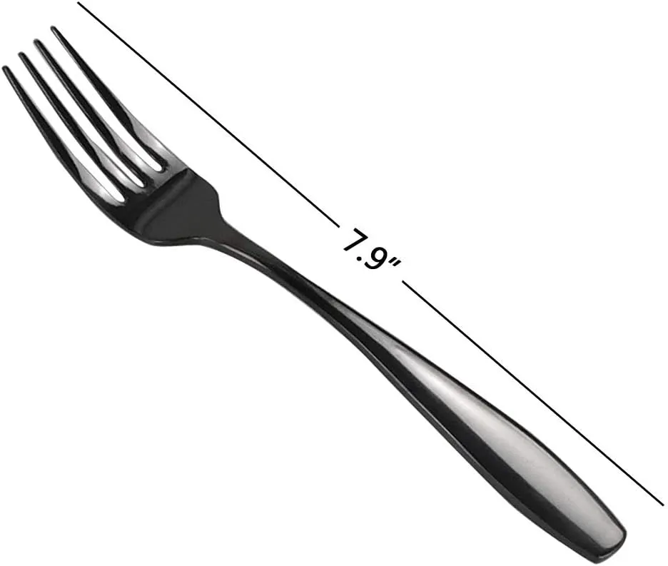 Wekioger 12 Piece Stainless Steel Table Fork Set, 8 Inch Dinner Forks, Black