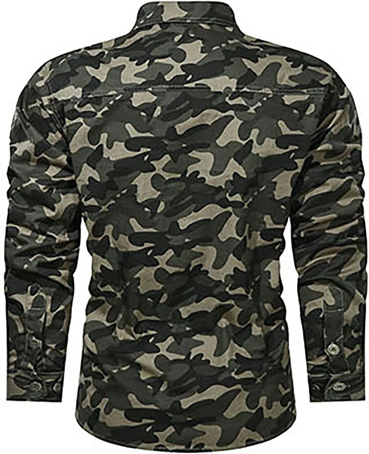 Western Cowboy Shirts for Men - Long Sleeve Snap Button Tactical Shirt Outdoor Military Camo Camping Tops with Pockets