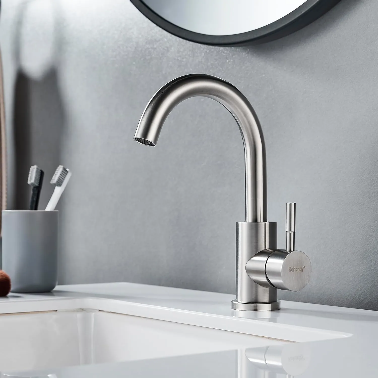 Wet Bar Sink Faucet Single Hole, Brushed Nickel Single Handle Faucet for Kitchen or Bathroom Sink, Modern Stainless Steel Prep Sink Faucet Commercial rv Sink Faucet Laundry Sink Faucet