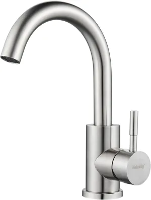 Wet Bar Sink Faucet Single Hole, Brushed Nickel Single Handle Faucet for Kitchen or Bathroom Sink, Modern Stainless Steel Prep Sink Faucet Commercial rv Sink Faucet Laundry Sink Faucet