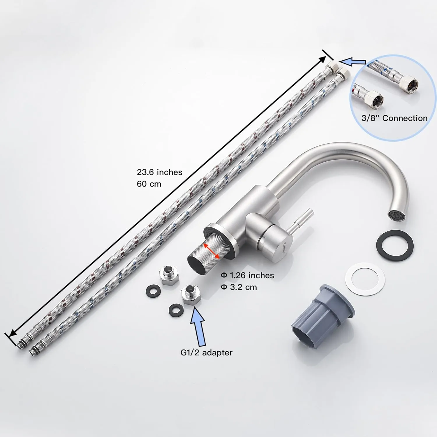 Wet Bar Sink Faucet Single Hole, Brushed Nickel Single Handle Faucet for Kitchen or Bathroom Sink, Modern Stainless Steel Prep Sink Faucet Commercial rv Sink Faucet Laundry Sink Faucet