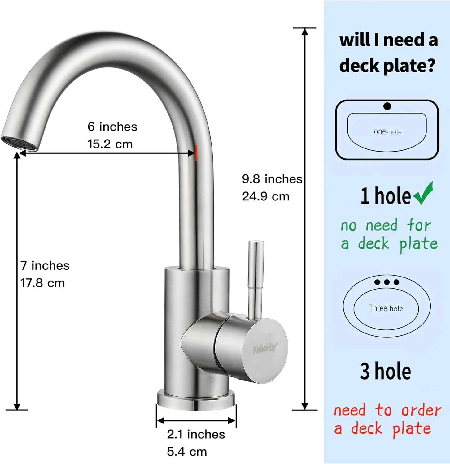 Wet Bar Sink Faucet Single Hole, Brushed Nickel Single Handle Faucet for Kitchen or Bathroom Sink, Modern Stainless Steel Prep Sink Faucet Commercial rv Sink Faucet Laundry Sink Faucet
