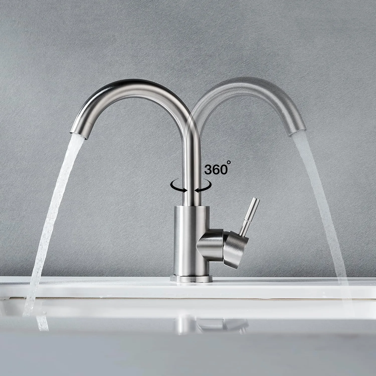 Wet Bar Sink Faucet Single Hole, Brushed Nickel Single Handle Faucet for Kitchen or Bathroom Sink, Modern Stainless Steel Prep Sink Faucet Commercial rv Sink Faucet Laundry Sink Faucet