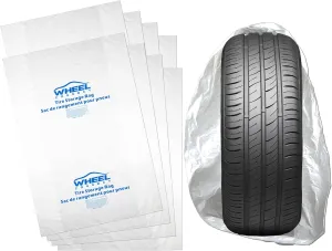 WHEEL CONNECT Tire Storage Bags. Made of Polyethylene LDPE Plastic, Large 38”X42”H, White, Pack of 8pcs. L.