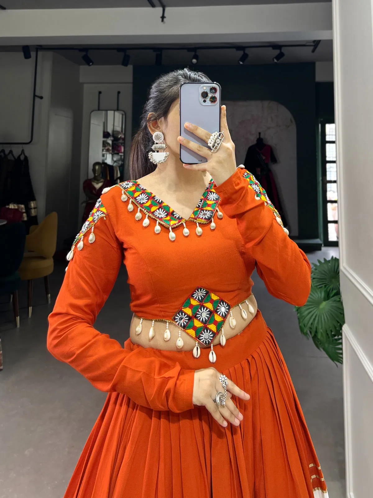 White Concept Gamthi Work Navratri Special Chaniya Choli