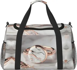 White Marble Rose Gold pattern print Carry on Bag Underseat Personal Item Bag Travel Duffel Bag Gym Carry On Sports Bag