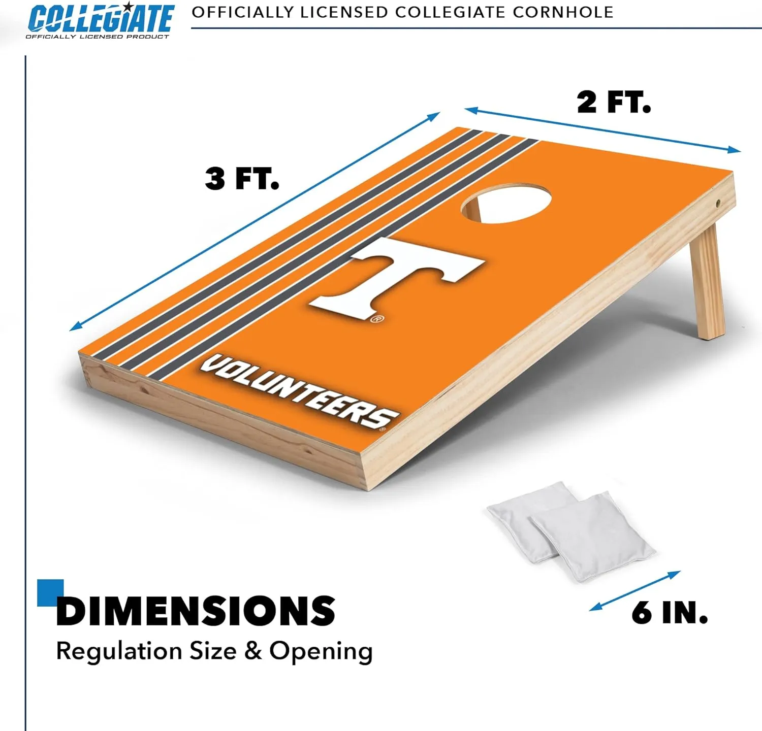 Wild Sports 2' x 3' Solid Wood Cornhole Set with Direct Print HD Team Graphics – Great Gift for Any NCAA Fan! Bean Bag Toss Family Outdoor Games