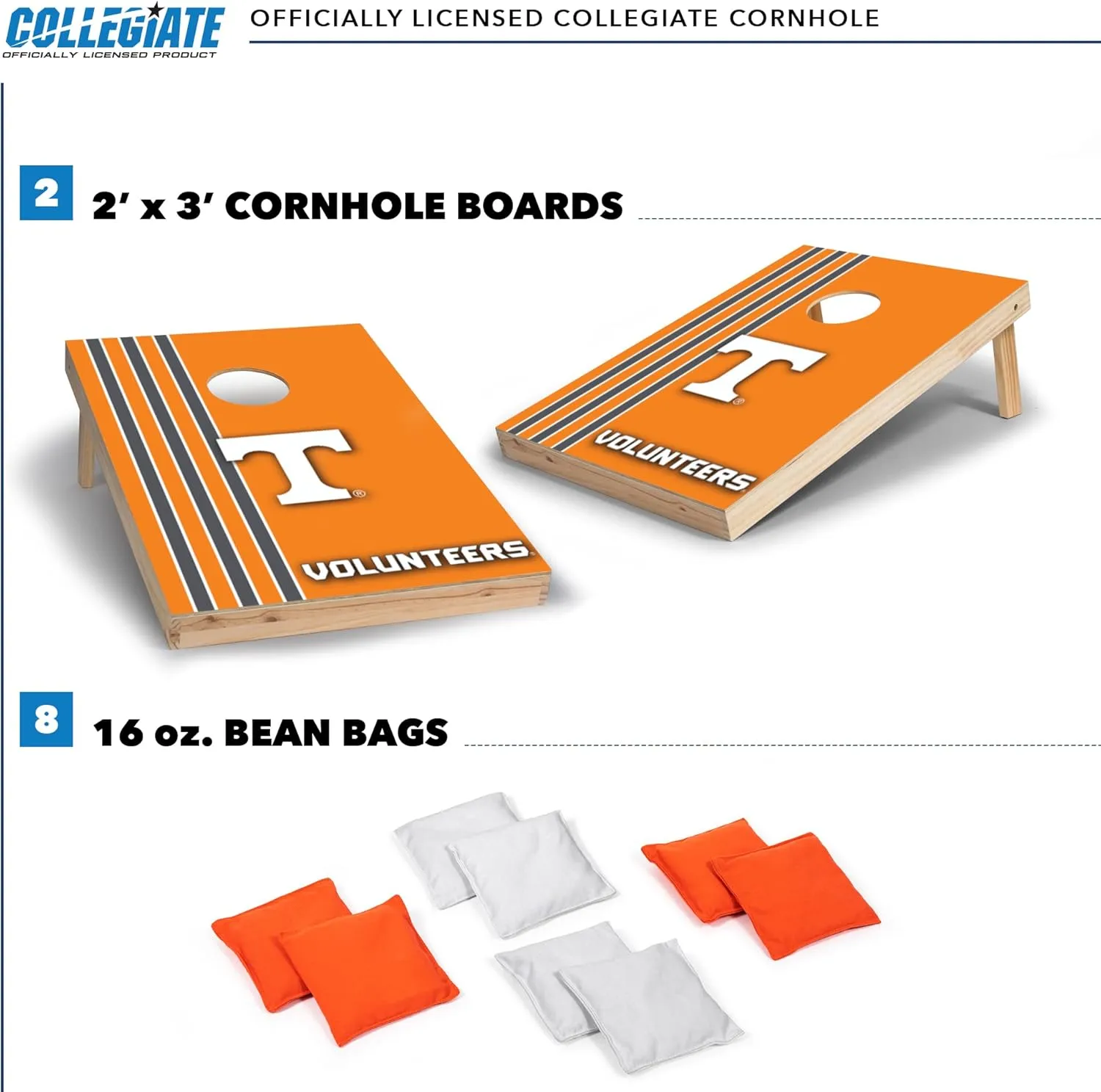 Wild Sports 2' x 3' Solid Wood Cornhole Set with Direct Print HD Team Graphics – Great Gift for Any NCAA Fan! Bean Bag Toss Family Outdoor Games