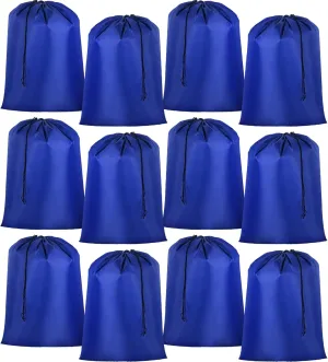Woanger 12 Pack 28 x 45 Inch Extra Large Laundry Bags Bulk Washable Travel Laundry Bag with Drawstring Closure Large Dirty Clothes Organizer for College Dorm Home Hotel Camping(Blue)