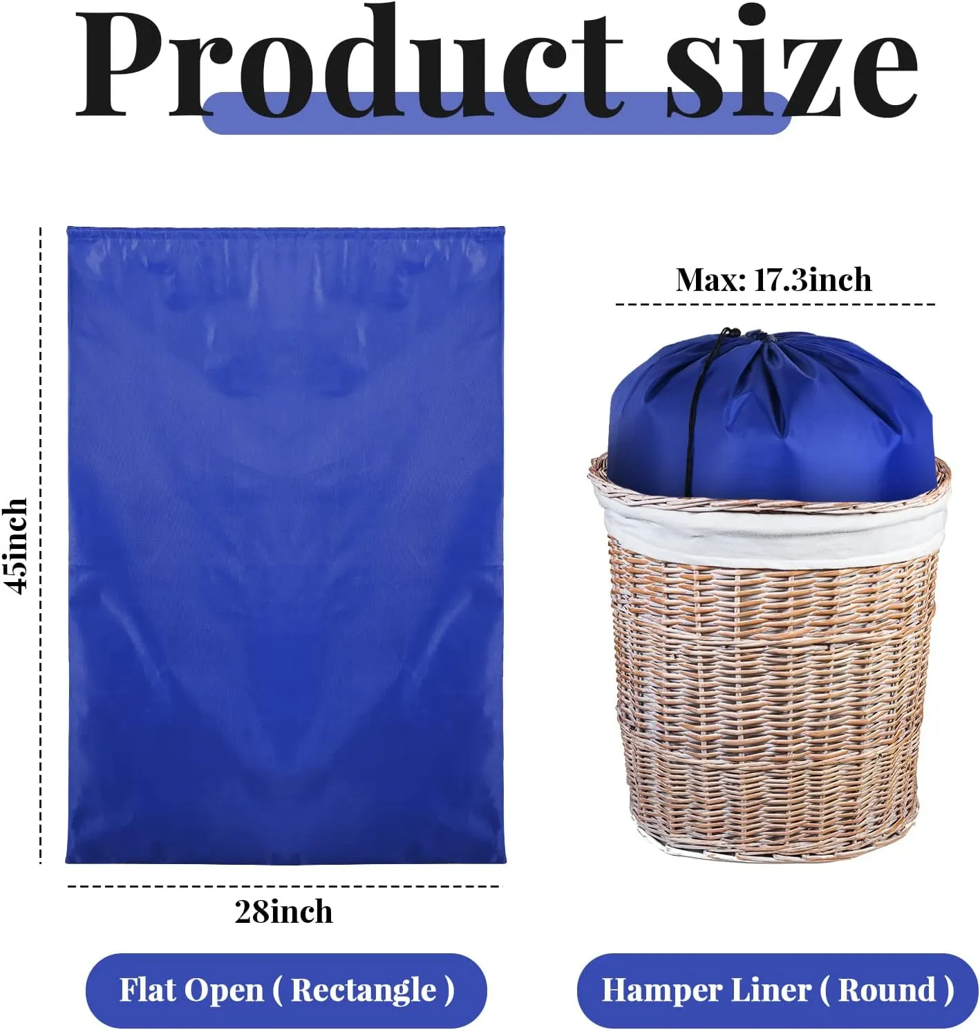 Woanger 12 Pack 28 x 45 Inch Extra Large Laundry Bags Bulk Washable Travel Laundry Bag with Drawstring Closure Large Dirty Clothes Organizer for College Dorm Home Hotel Camping(Blue)