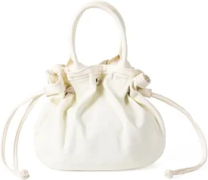 Woman Handbag，Women Bag Solid Color Bucket Bag Top Handle Bag Korean Styles Bag Drawstring Handbag All-Matching Canvas Bag