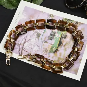 Women Acrylic Shoulder Bag Strap Acrylic Chain Color Chic Solid Color or Mix Color Messenger Handbags Belts (Color : F Size : Silver Hook 100CM)