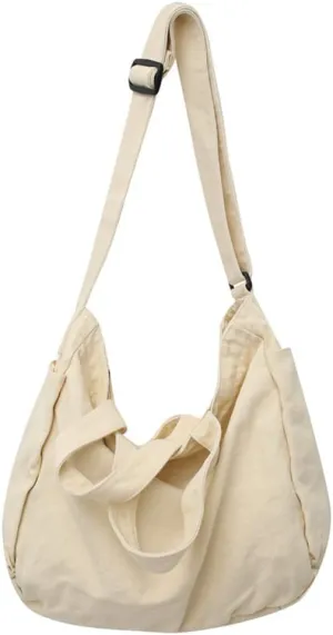Women's Canvas Crossbody Bag Large Shoulder Bag Solid Color Casual Messenger Bag Travel Handbag Unisex