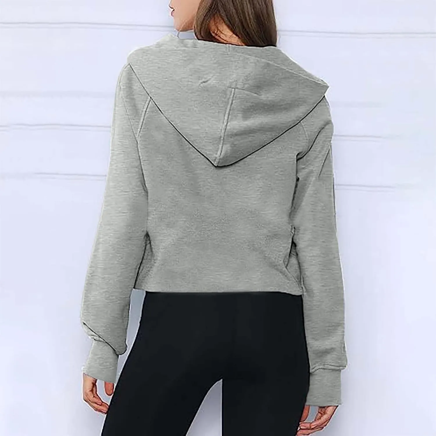 Womens Fall Fashion 2023 Long Sleeve Sweatshirts Cropped Pullover Fleece Quarter Zipper Hoodies Fall Outfits Clothes