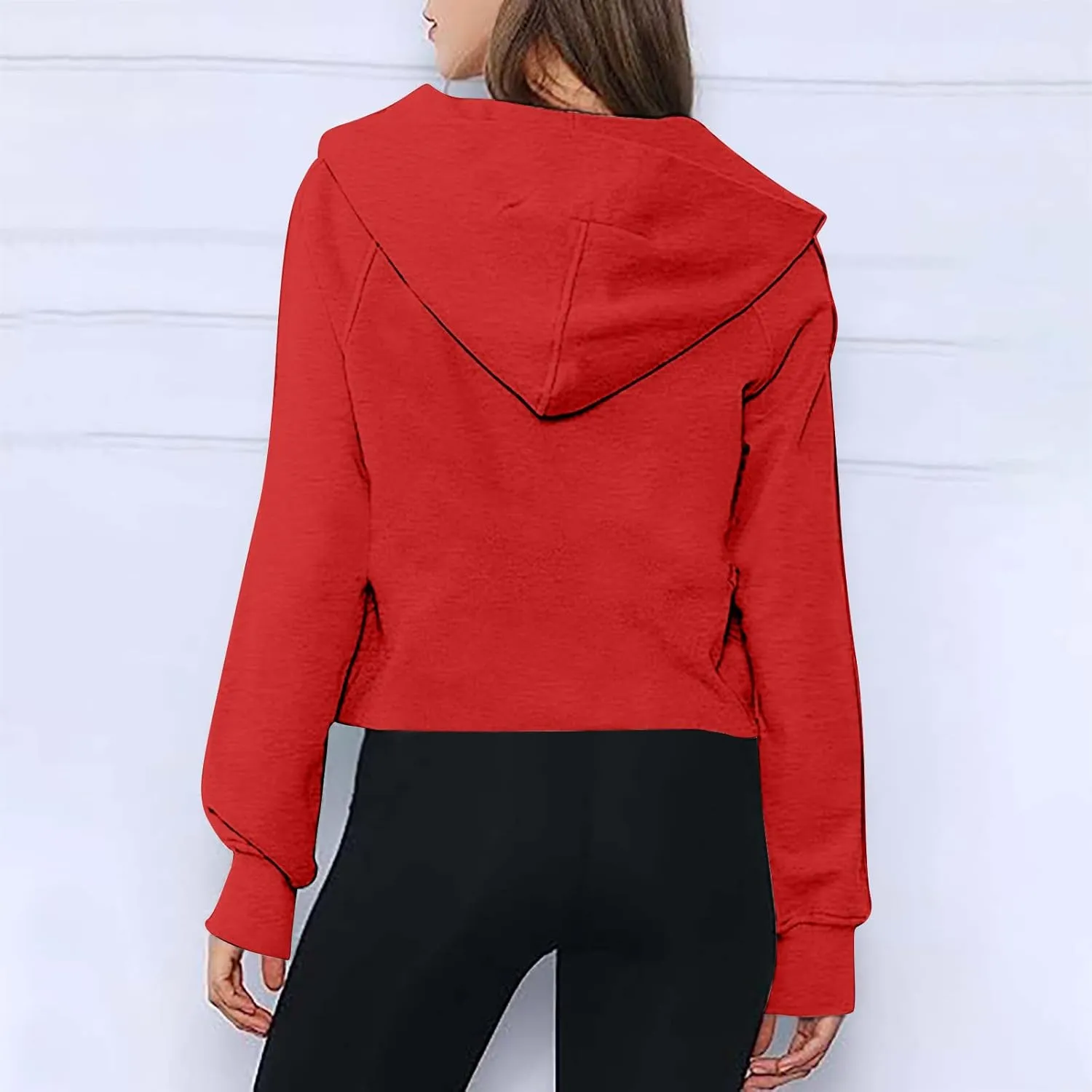 Womens Fall Fashion 2023 Long Sleeve Sweatshirts Cropped Pullover Fleece Quarter Zipper Hoodies Fall Outfits Clothes