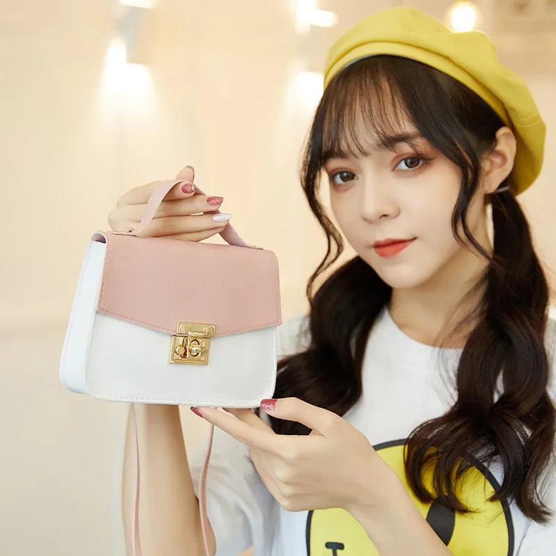 Women's Fashion Color Contrast Sweet Drawstring Bags