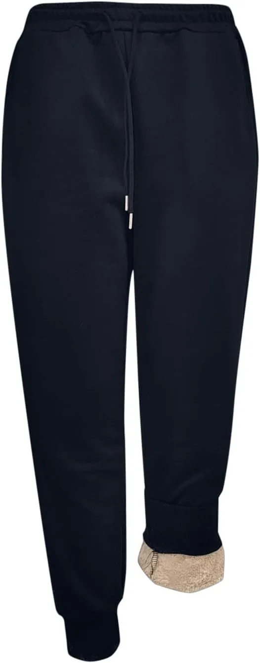 Women's Fleece Lined Sweatpants Joggers Pants Lounge Cotton Comfort Trousers Drawstring Sweatpants Plain Tracksuit