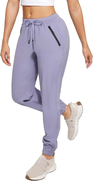 Womens Golf Pants Quick Dry Ultra Light Stretch Pockets Soft Workout Pants for Travel with Inside Drawstrings