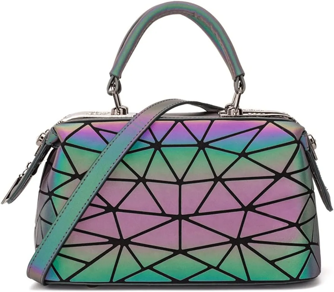 Women's Handbags Fashion Geometric Handbag Bag Women Luminous Bag Female Messenger Bags Ladies Plain Shoulder Bags Tote Clutch Sac(C)