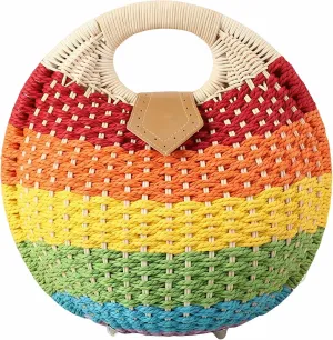 Women’s Handwoven Rattan Handbags Stylish Straw Tote for Summer Beach Retro Woven Shell Bag