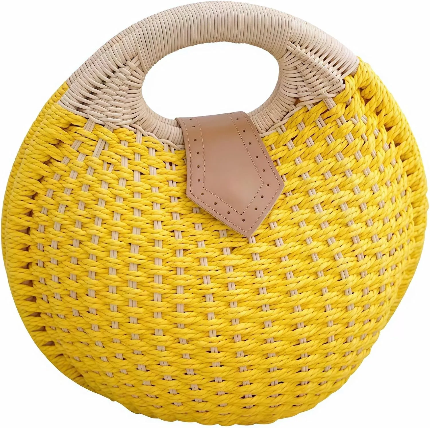 Women’s Handwoven Rattan Handbags Stylish Straw Tote for Summer Beach Retro Woven Shell Bag