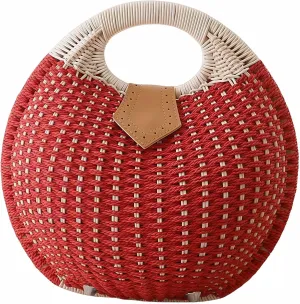Women’s Handwoven Rattan Handbags Stylish Straw Tote for Summer Beach Retro Woven Shell Bag