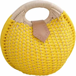 Women’s Handwoven Rattan Handbags Stylish Straw Tote for Summer Beach Retro Woven Shell Bag