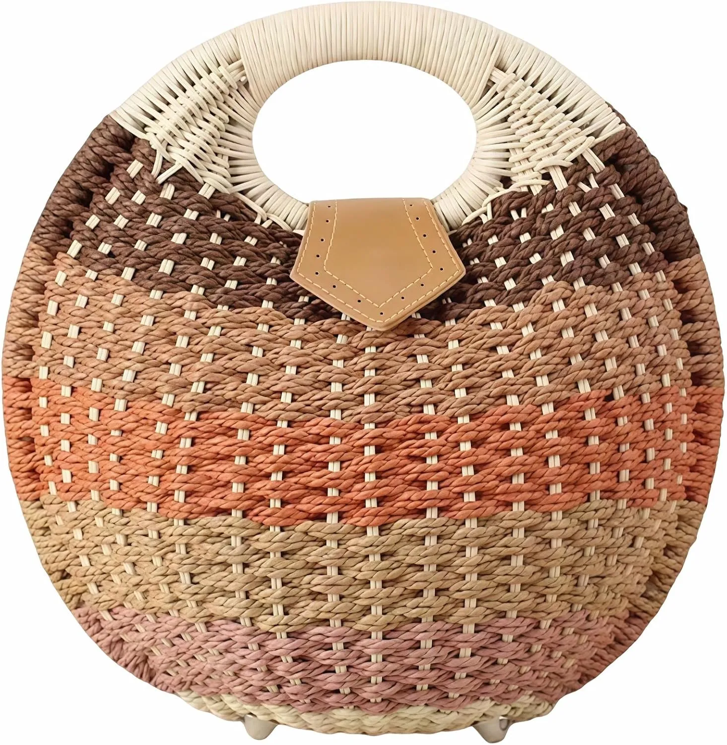 Women’s Handwoven Rattan Handbags Stylish Straw Tote for Summer Beach Retro Woven Shell Bag
