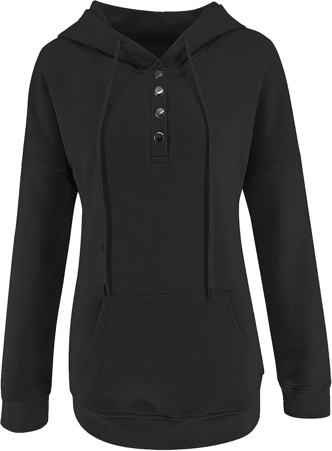Womens Long Sleeve Button Up Sweatshirt Trendy Solid Color Warm Drawstring Hoodies Going Out Y2K Athletic Casual Top