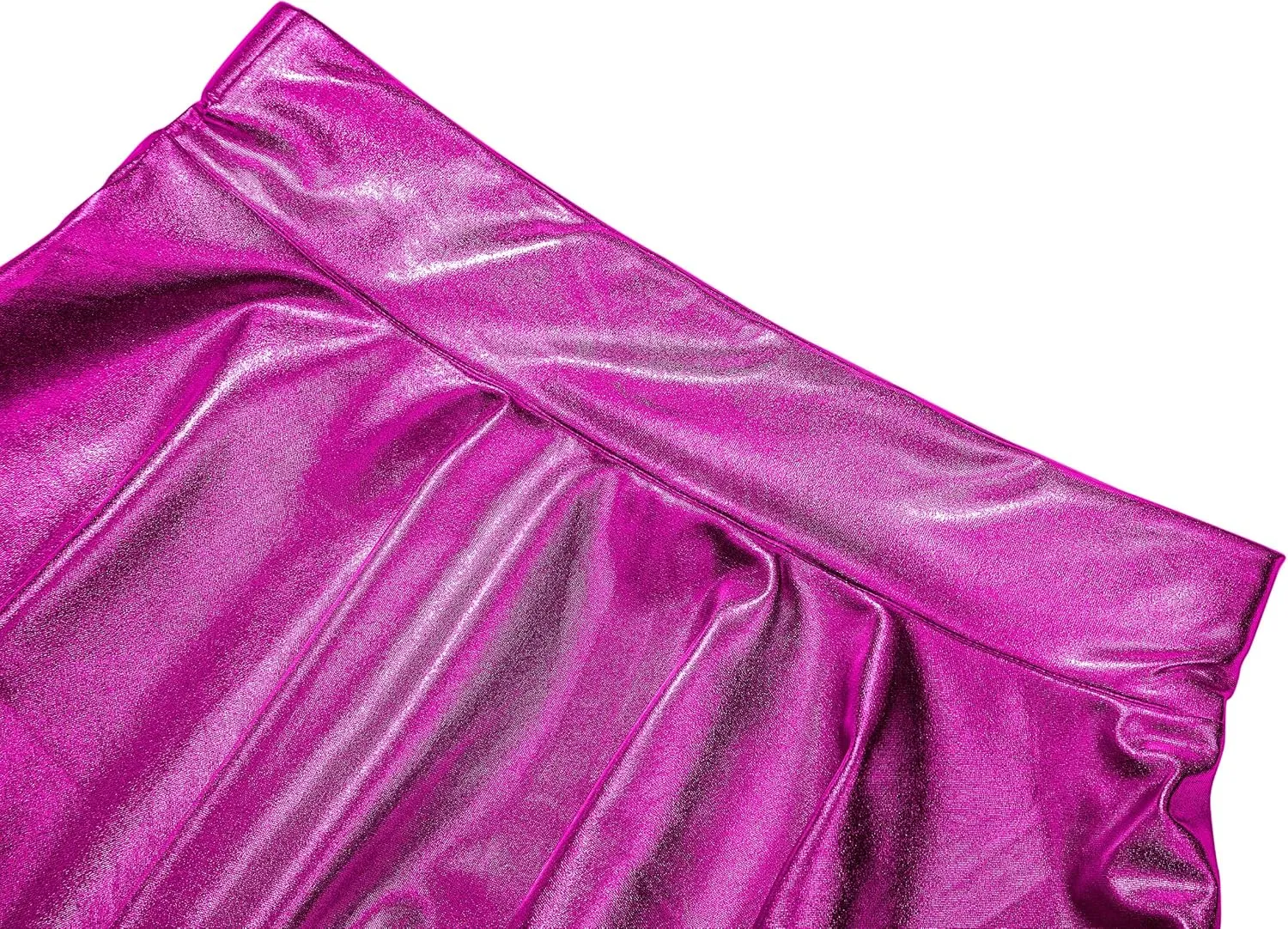 Women's Shiny Metallic Wet Look Stretchy Flared Mini Skater Skirt