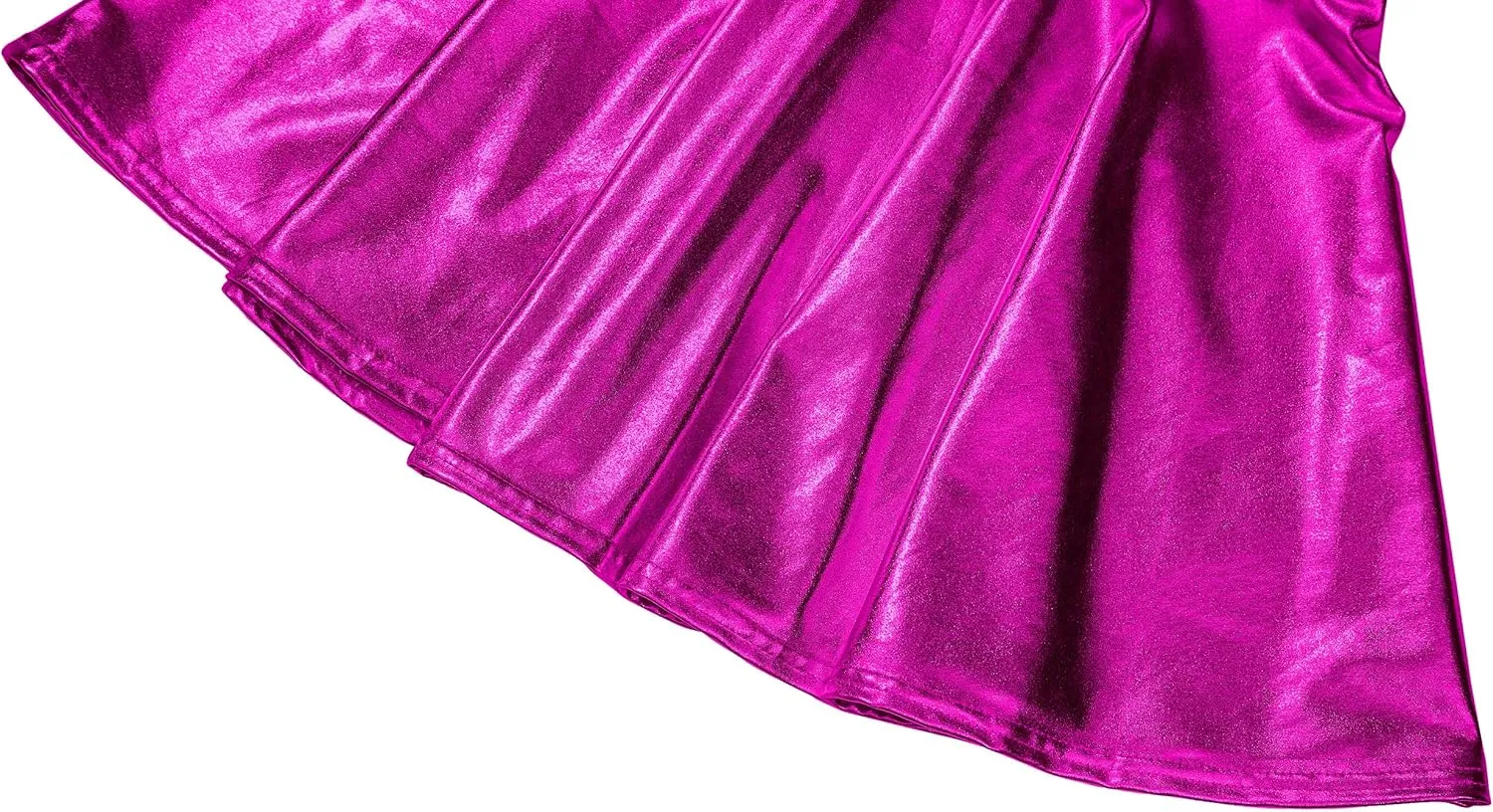 Women's Shiny Metallic Wet Look Stretchy Flared Mini Skater Skirt