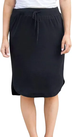 Womens Skirts Knee Length Pencil Skirts Elastic Midi Bodycon Solid Drawstring Daily Dresses