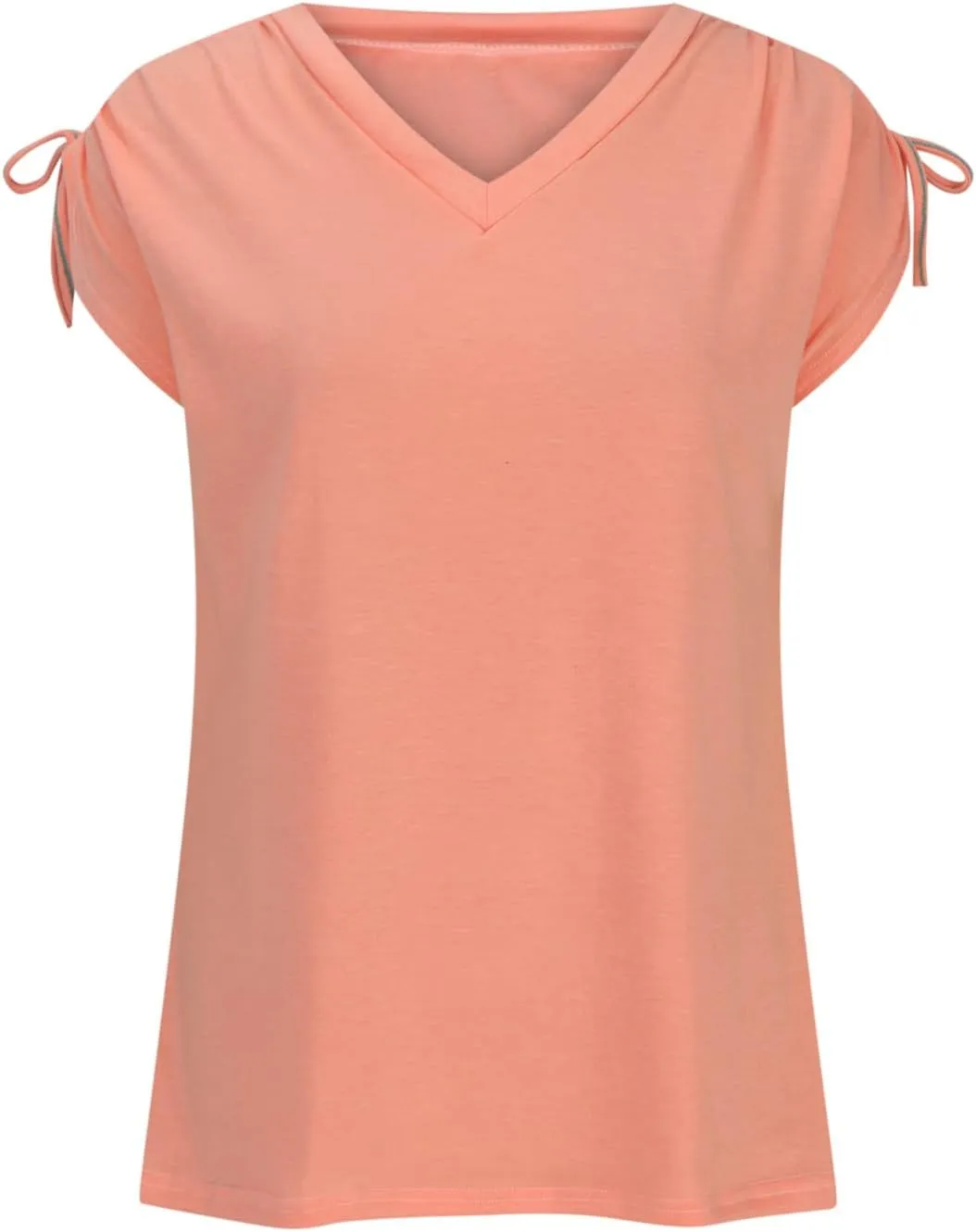 Womens Summer Tops Spring Drawstring Shirts Trendy Vacation Outfits Short Sleeve Tshirts Fashion Casual Blouses