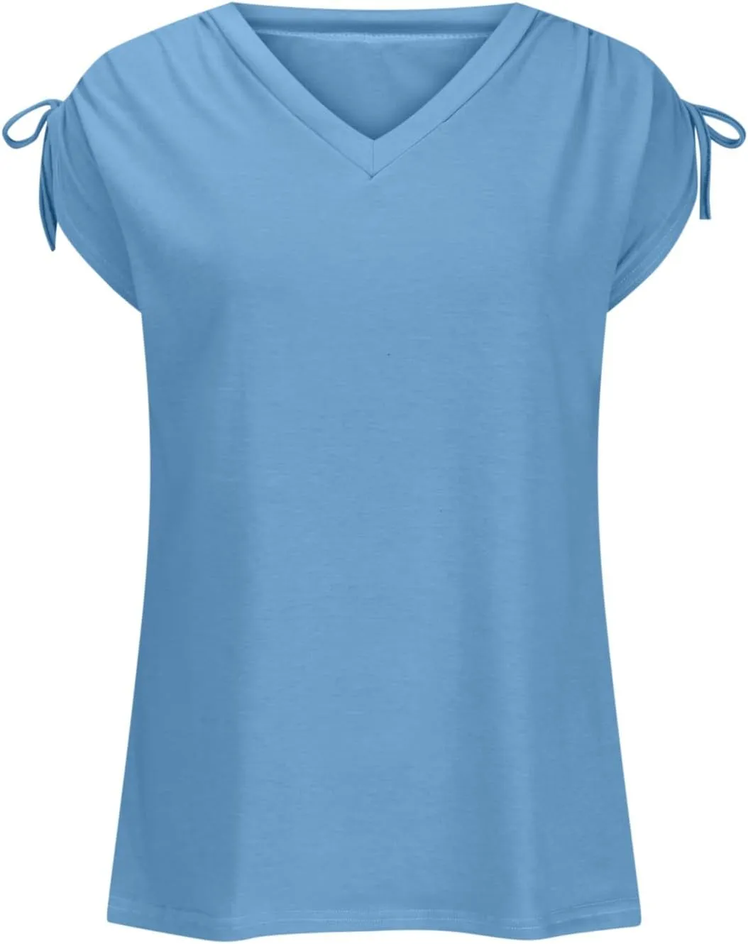 Womens Summer Tops Spring Drawstring Shirts Trendy Vacation Outfits Short Sleeve Tshirts Fashion Casual Blouses