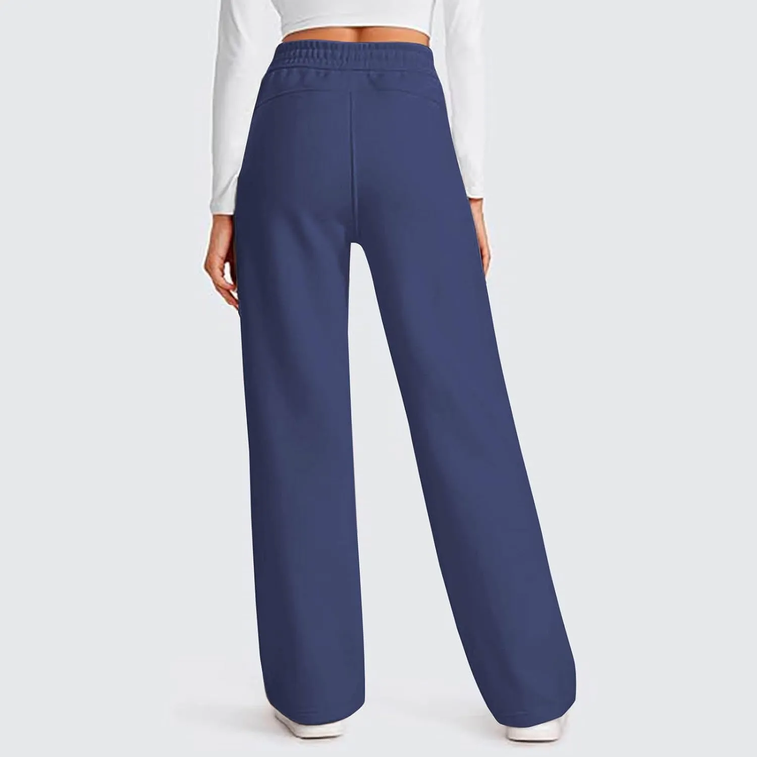 Womens Sweatpants Wide Leg Solid Color Casual Athletic Drawstring Baggy Jogger Straight Leg Trendy Pants with Pocket