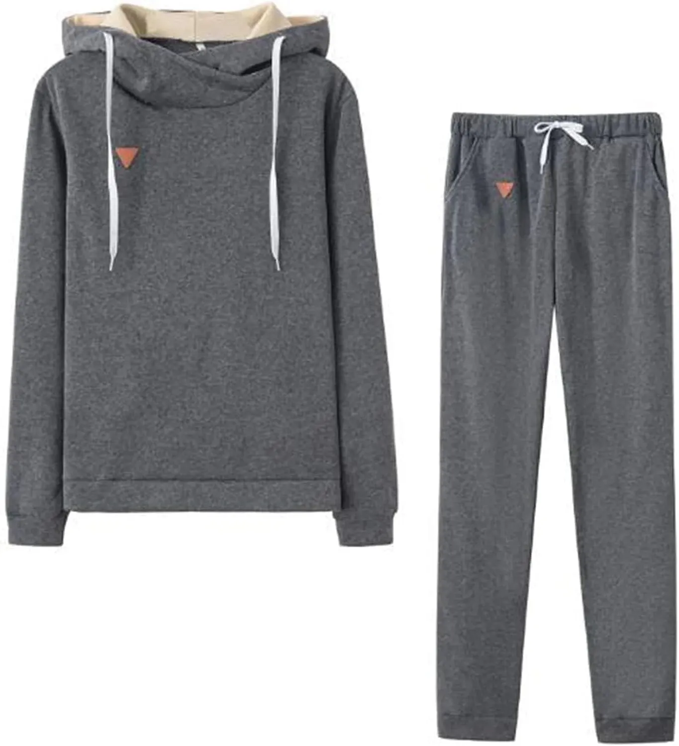 Women's Sweatsuits 2 Piece Cowl Neck Pullover Hoodies Matching Drawstring Waist Pants Tracksuits Longwear Set