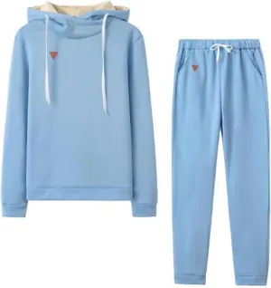 Women's Sweatsuits 2 Piece Cowl Neck Pullover Hoodies Matching Drawstring Waist Pants Tracksuits Longwear Set