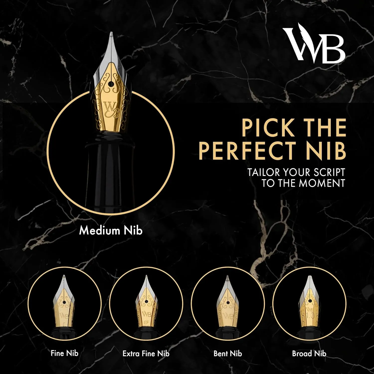 Wordsworth & Black Fountain Pen Set, 18K Gilded Medium Nib, Includes 24 Pack Ink Cartridges, Ink Refill Converter & Gift Box, Gold Finish, Calligraphy, [Black Rose Gold], Perfect for Men & Women