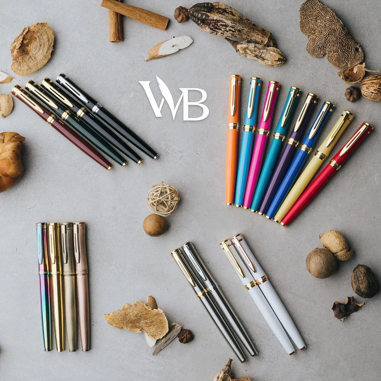 Wordsworth & Black Fountain Pen Set, 18K Gilded Medium Nib, Includes 24 Pack Ink Cartridges, Ink Refill Converter & Gift Box, Gold Finish, Calligraphy, [Black Rose Gold], Perfect for Men & Women